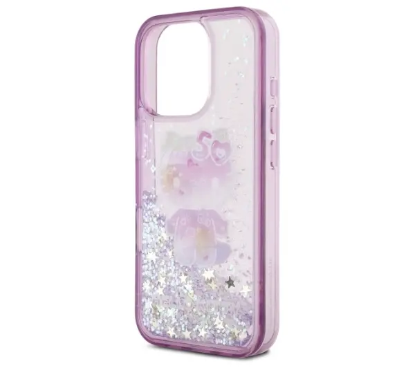 Hello Kitty Liquid Glitter 50TH Anniversary Party iPhone 16 Pro Fioletowy