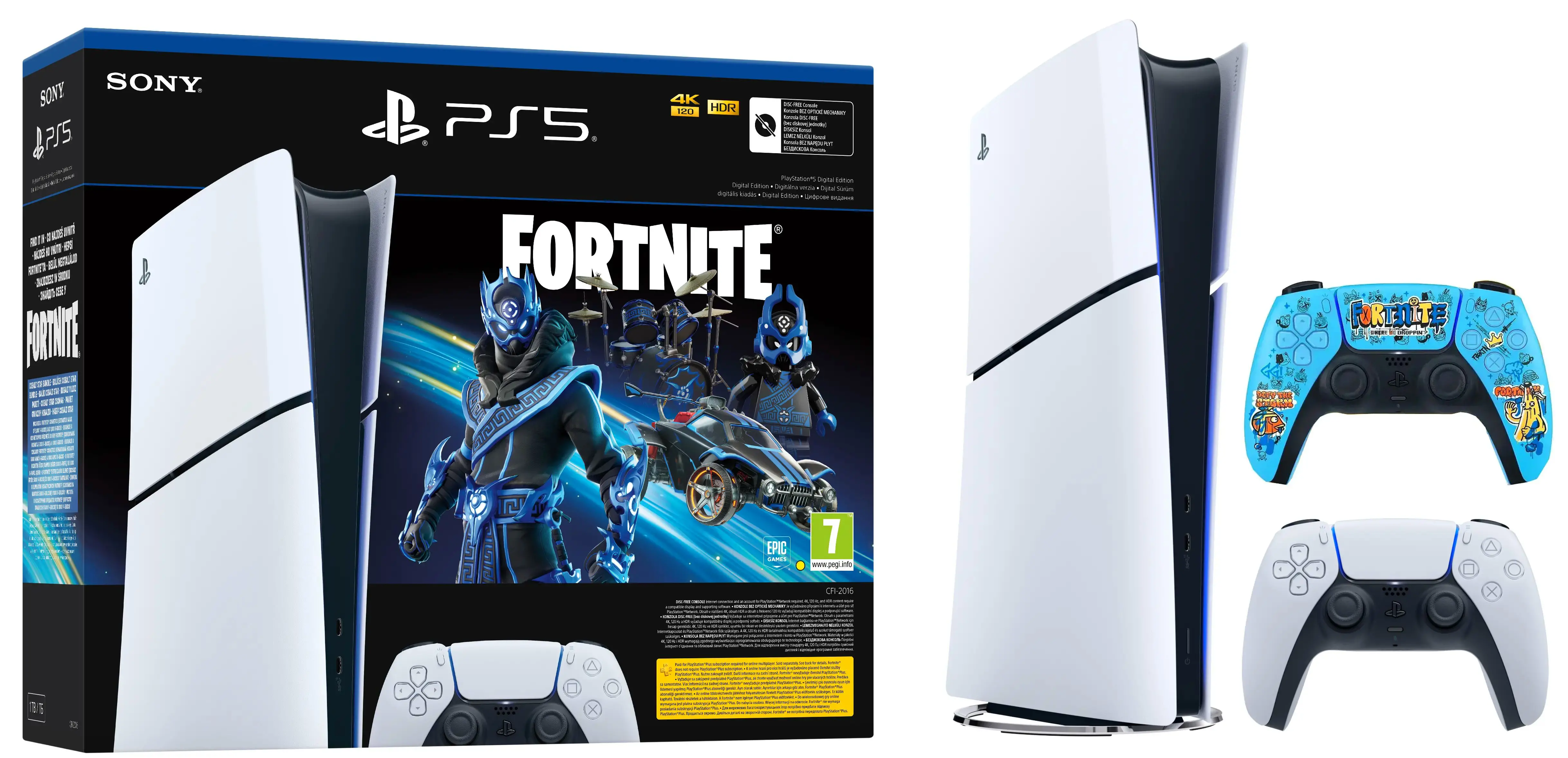 Konsola Sony PlayStation 5 Digital Slim D Chassis (PS5) 1TB Fortnite Cobalt + Dodatkowy Pad Fortnite