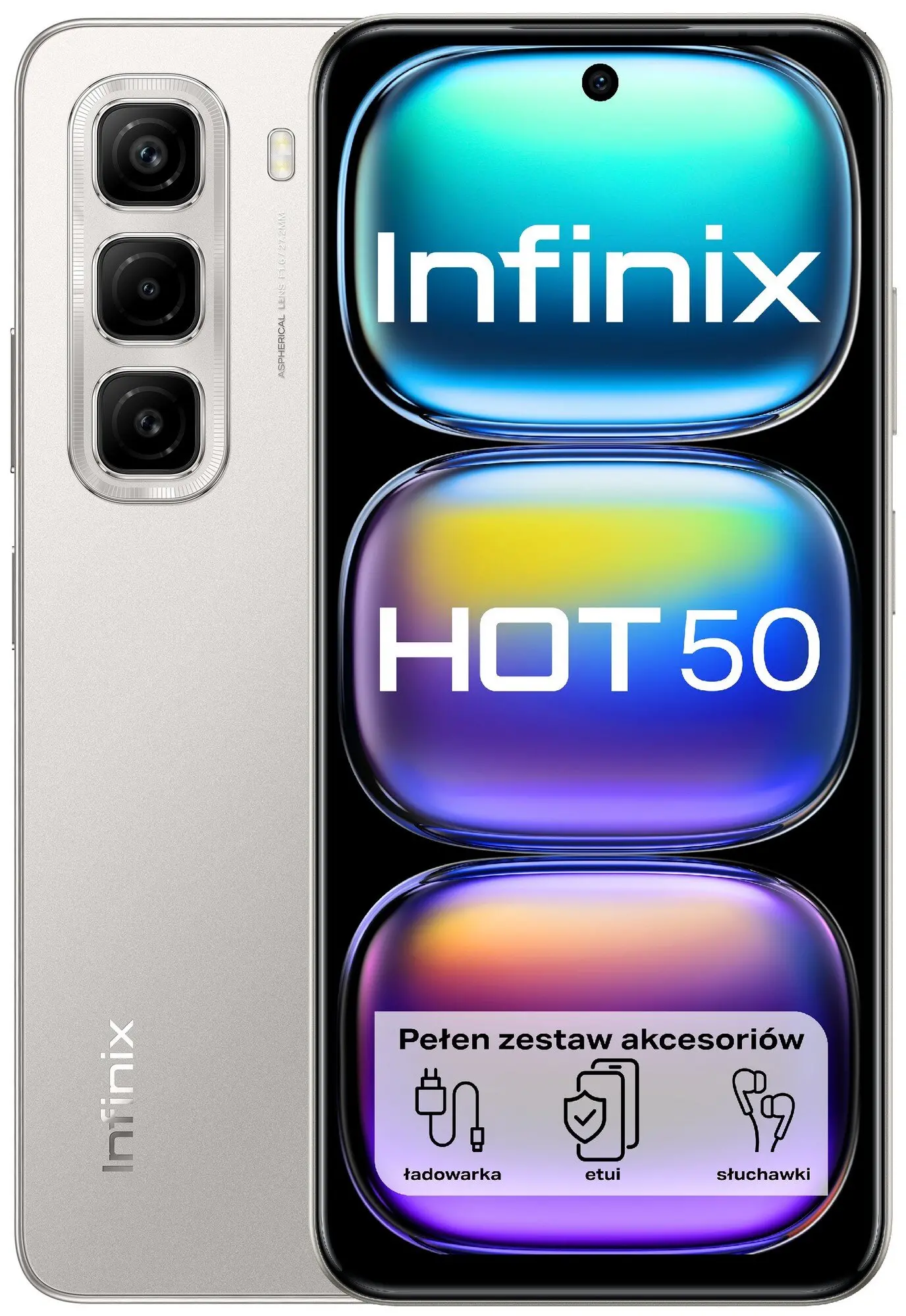 Smartfon Infinix Hot 50 8/128GB Funkcje AI 6,78" 120Hz 50Mpix Szary