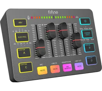 Mikser audio Fifine SC3 Karta dźwiękowa Czarny