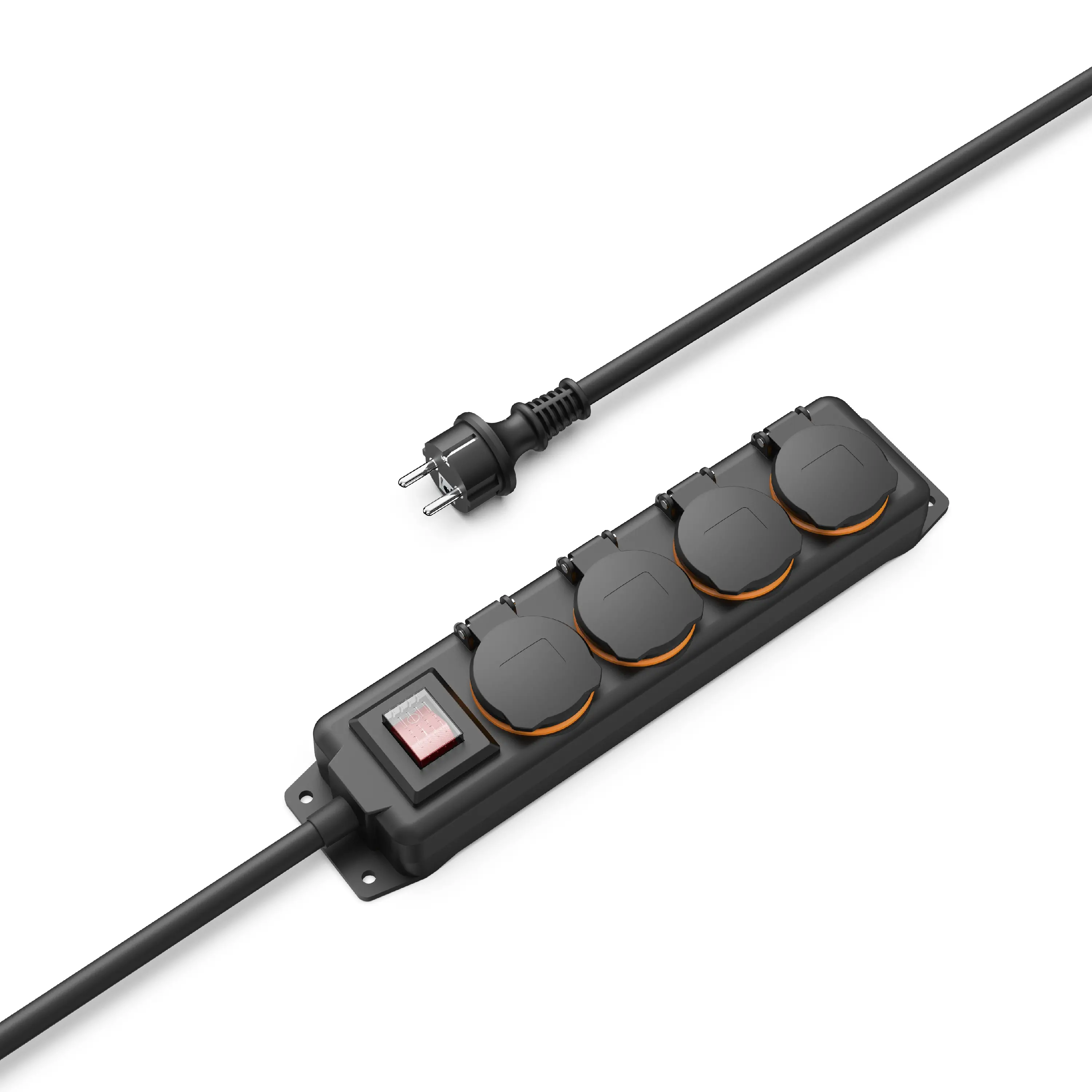 Listwa Hama 223064 zewnętrzna 4 gniazda 4m IP44 Czarny