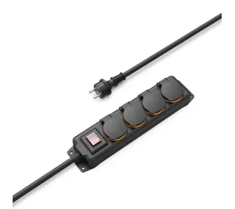 Listwa Hama 223064 zewnętrzna 4 gniazda 4m IP44 Czarny