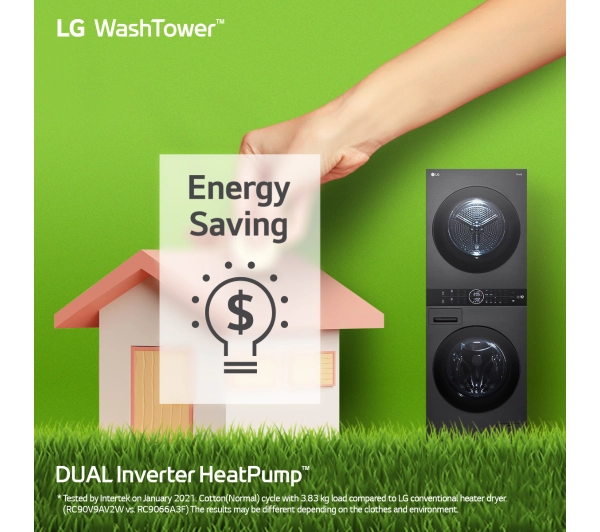 LG WashTower WT1210BBF 66cm 12kg/10kg Zdalne sterowanie - Kup na Raty - RRSO 0%
