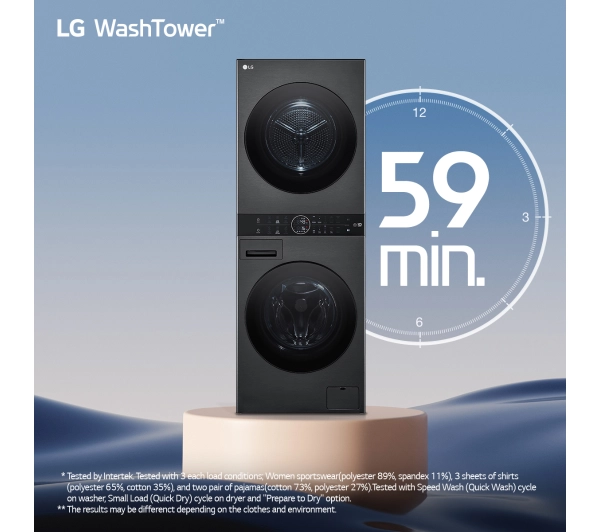 LG WashTower WT1210BBF 66cm 12kg/10kg Zdalne sterowanie - Kup na Raty - RRSO 0%