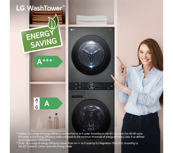 LG WashTower WT1210BBF 66cm 12kg/10kg Zdalne sterowanie - Kup na Raty - RRSO 0%