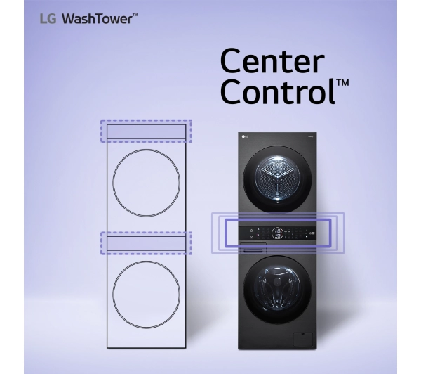 LG WashTower WT1210BBF 66cm 12kg/10kg Zdalne sterowanie - Kup na Raty - RRSO 0%