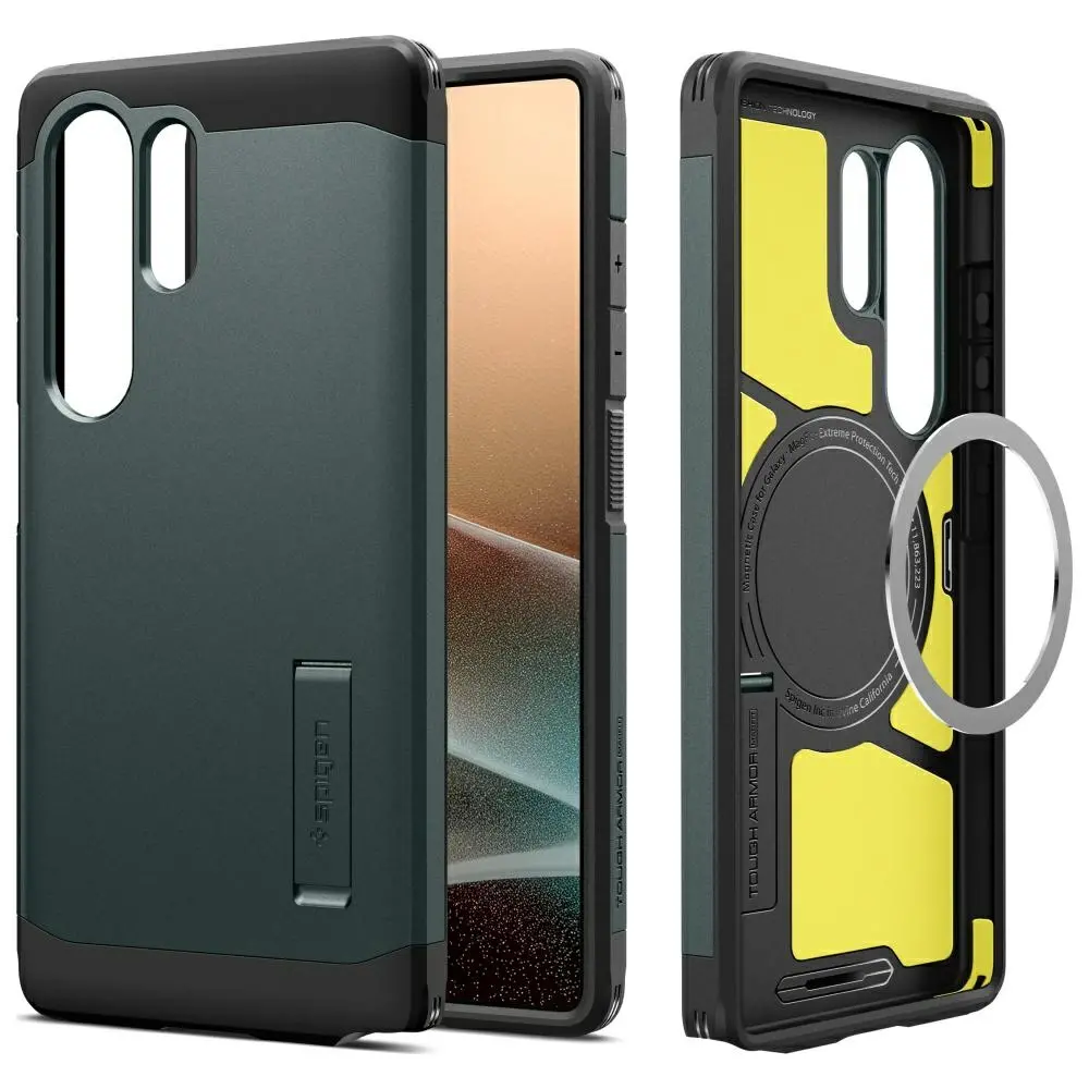 Etui Spigen Tough Armor MagSafe do Galaxy S25 Ultra Zielony