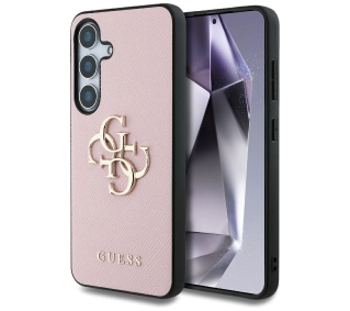 Guess Grained Big 4G Logo Small Classic Logo do Galaxy S25 Plus Różowy
