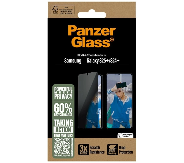 PanzerGlass Ultra-Wide Fit do Galaxy S25 Plus