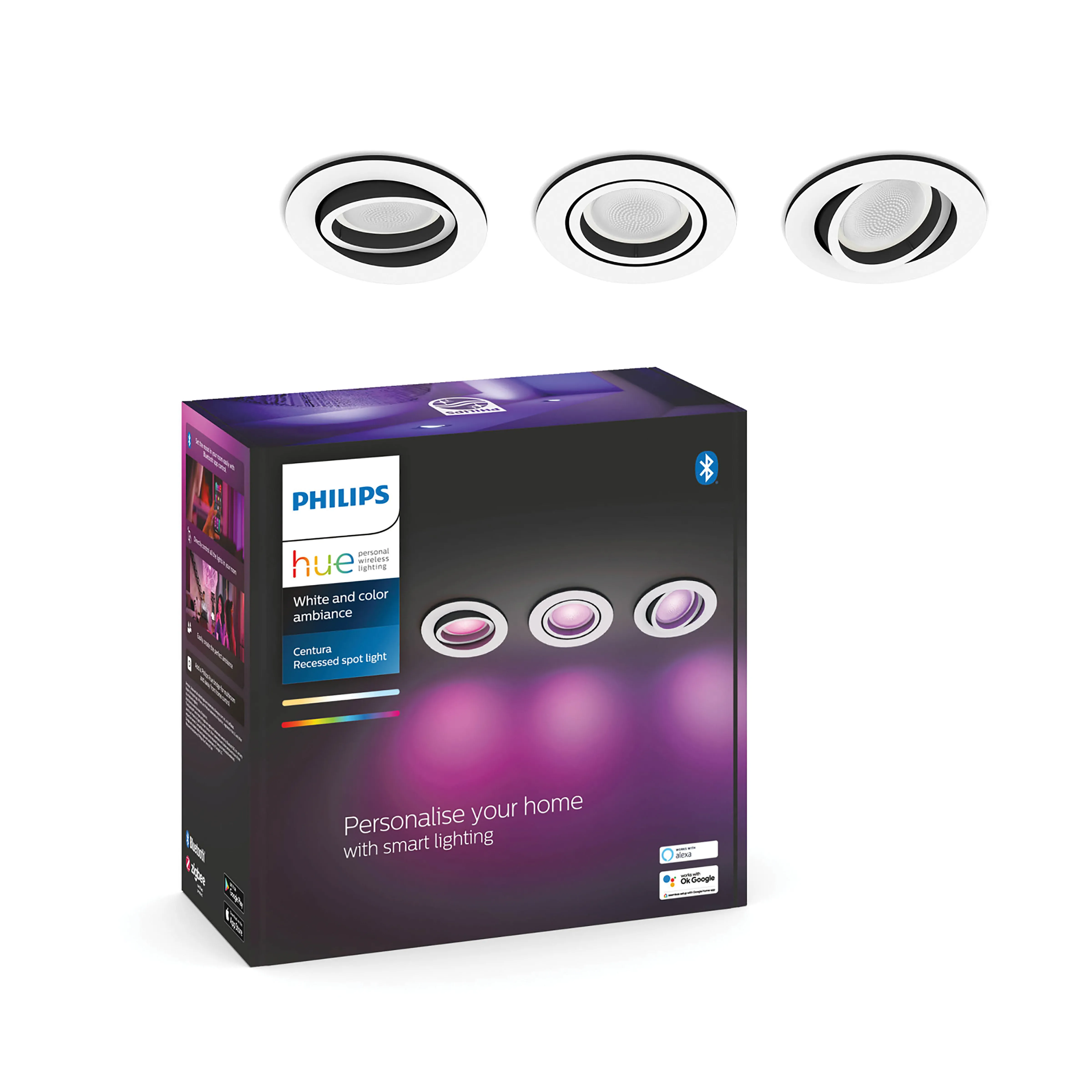 Oświetlenie punktowe Philips Hue White and Color Ambiance Centura 3szt. Biały