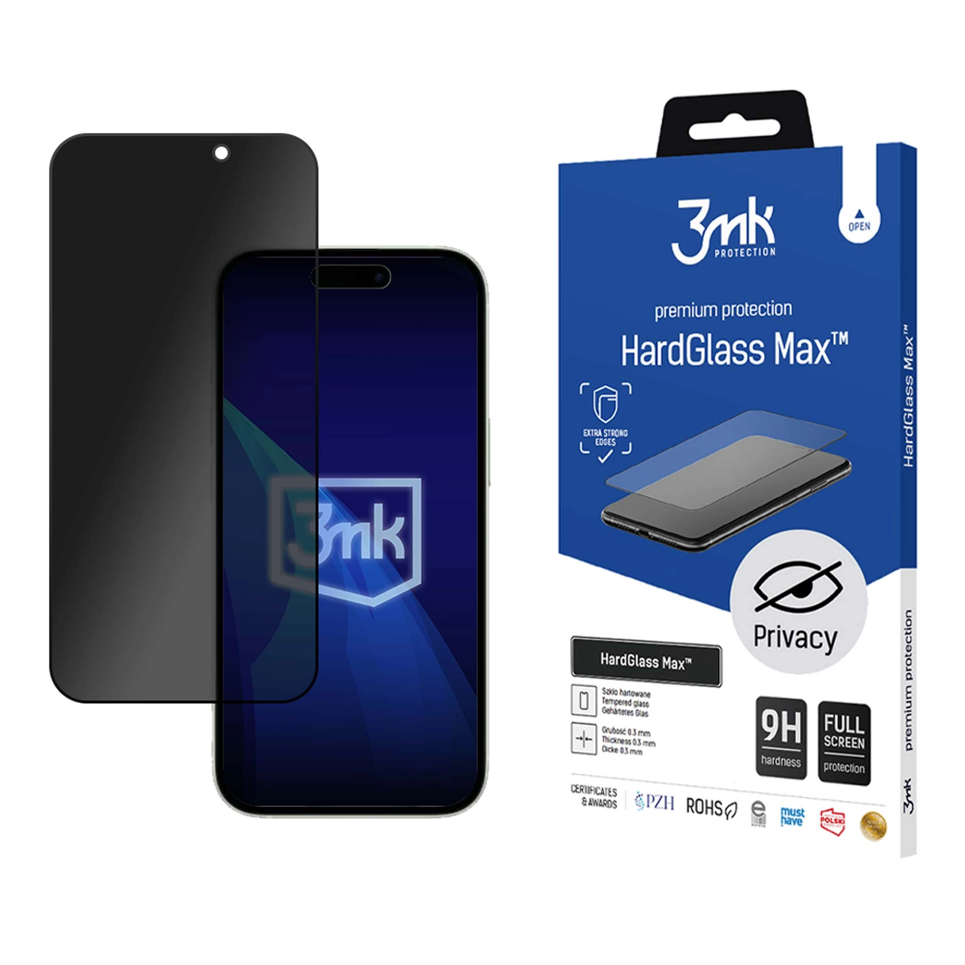 Szkło hartowane 3mk HardGlass Max Privacy do iPhone 16 Pro Max Czarny
