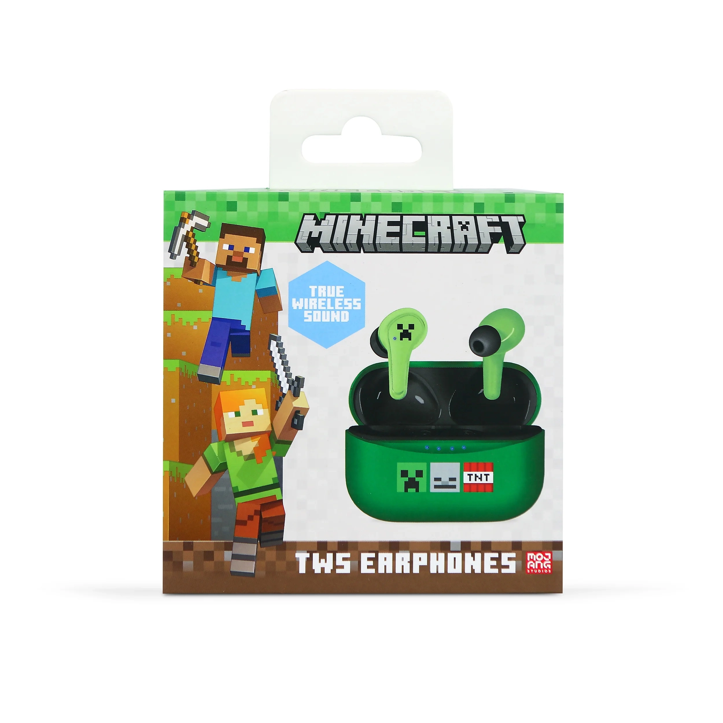 Słuchawki bezprzewodowe OTL Technologies Minecraft TWS Earphones Dla Dzieci Dokanałowe Bluetooth 5.3 Zielony