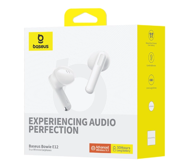 Baseus Bowie E12 Douszne Bluetooth 5.3 Biały