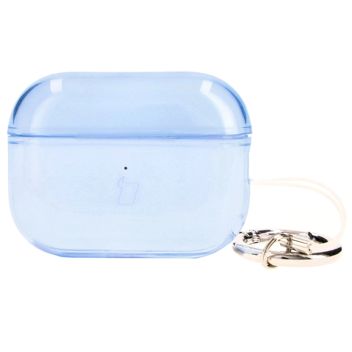Etui na słuchawki Bizon Elastyczne z karabińczykiem do Airpods Pro 2 Przezroczysto-niebieskie