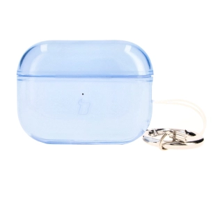 Bizon Elastyczne z karabińczykiem do Airpods Pro 2 Przezroczysto-niebieskie