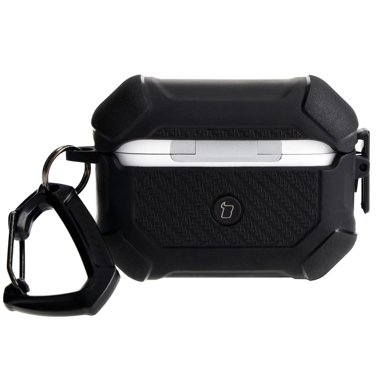 Etui na słuchawki Bizon z karabińczykiem Armor do Airpods Pro 2 Czarny