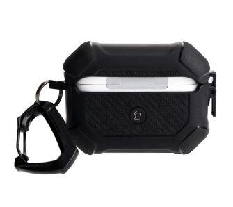Etui na słuchawki Bizon z karabińczykiem Armor do Airpods Pro 2 Czarny