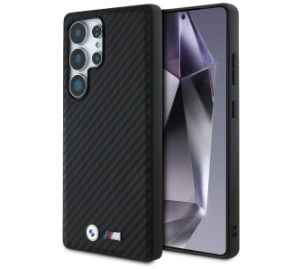 Etui BMW Leather Carbon MagSafe do Galaxy S25 Ultra Czarny
