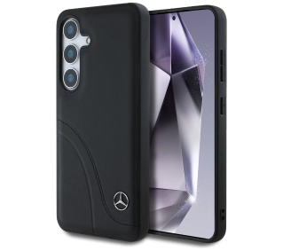Mercedes-Benz Leather Curved Stitches do Galaxy S25 Czarny