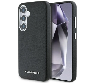 Karl Lagerfeld Saffiano Full Wrapped Elongated Metal Logo MagSafe do Galaxy S25 Czarny