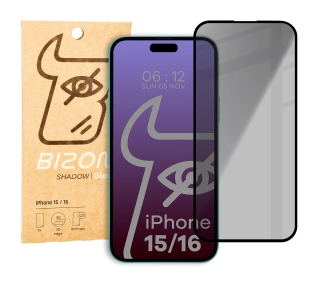Bizon prywatyzujące pełne Edge Shadow do iPhone 16/15 Przyciemniane