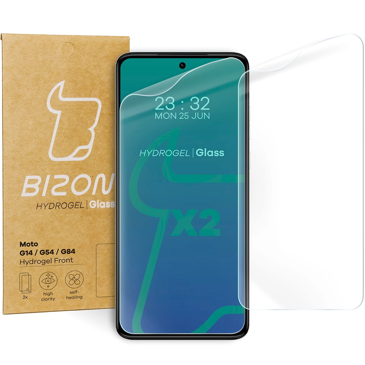 Folia hydrożelowa Bizon na ekran Hydrogel Front do Motorola Moto G14/G54/G54 Power/G55/G84 2 sztuki