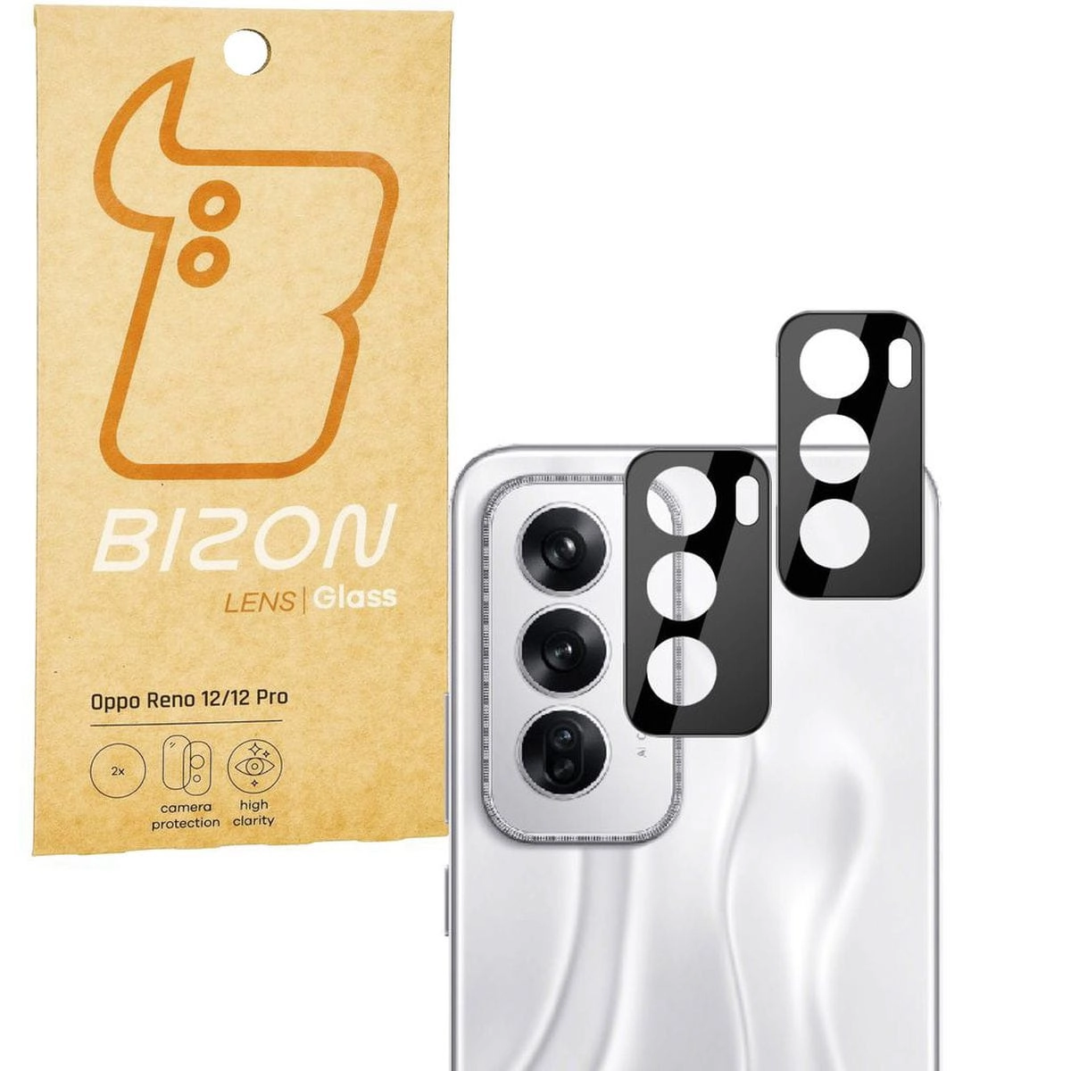 Szkło ochronne Bizon na aparat Lens do Oppo Reno 12/12 Pro 2 sztuki