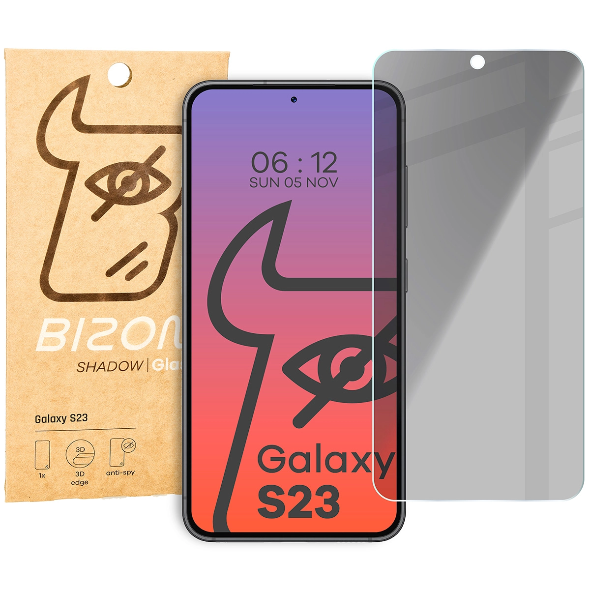 Szkło hartowane Bizon prywatyzujące Clear Shadow do Galaxy S23 Przyciemniane