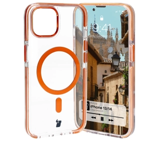 Bizon Marco z MagSafe do iPhone 14/13 Przezroczyste z pomarańczową ramką