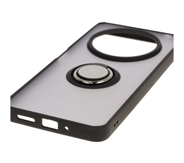 Bizon z uchwytem na palec Hybrid Ring do Xiaomi Redmi 14C 4G / POCO C75 Przydymione z czarną ramką