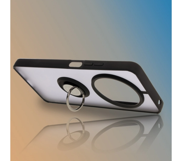 Bizon z uchwytem na palec Hybrid Ring do Xiaomi Redmi 14C 4G / POCO C75 Przydymione z czarną ramką