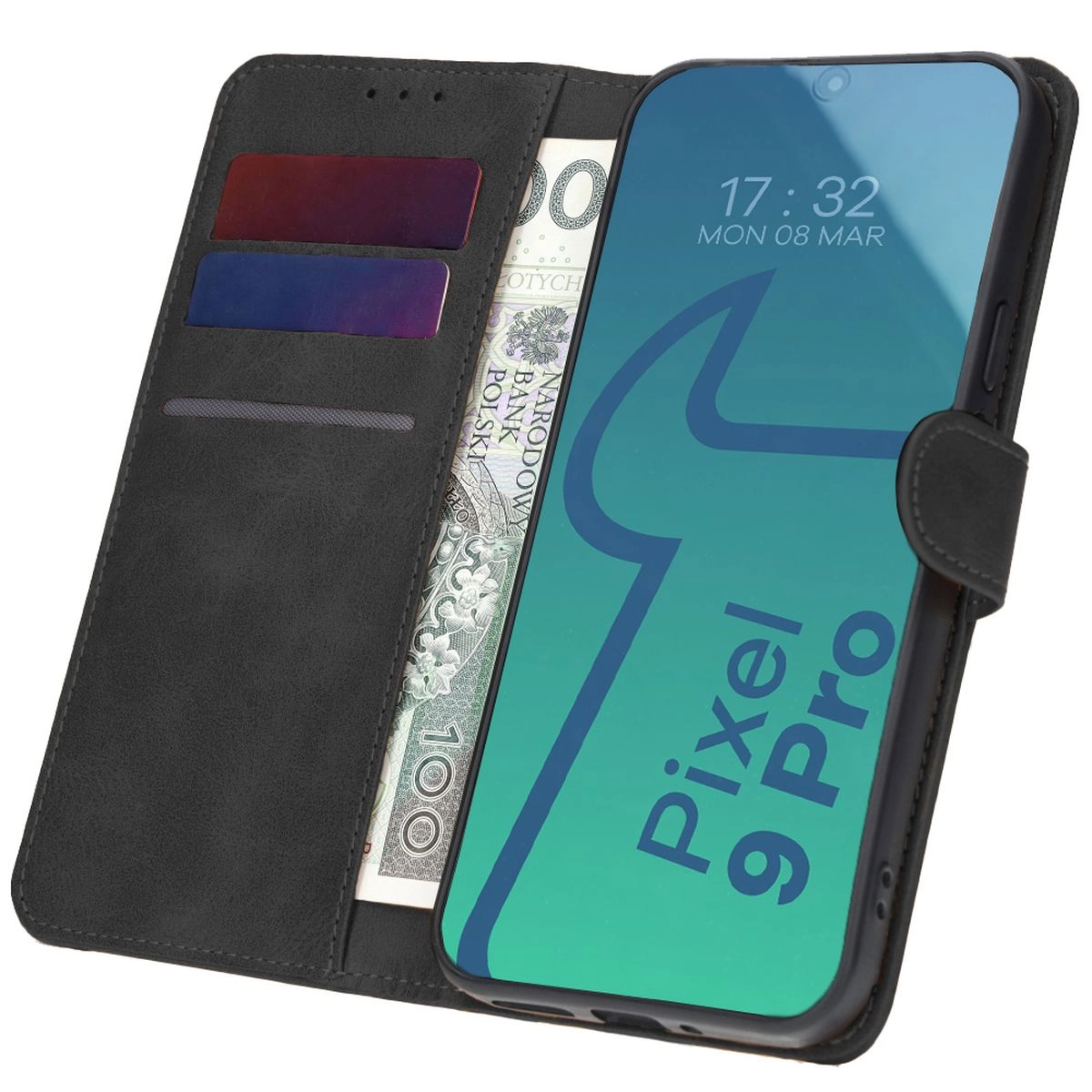 Etui Bizon z klapką Pocket do Google Pixel 9 Pro XL Czarny