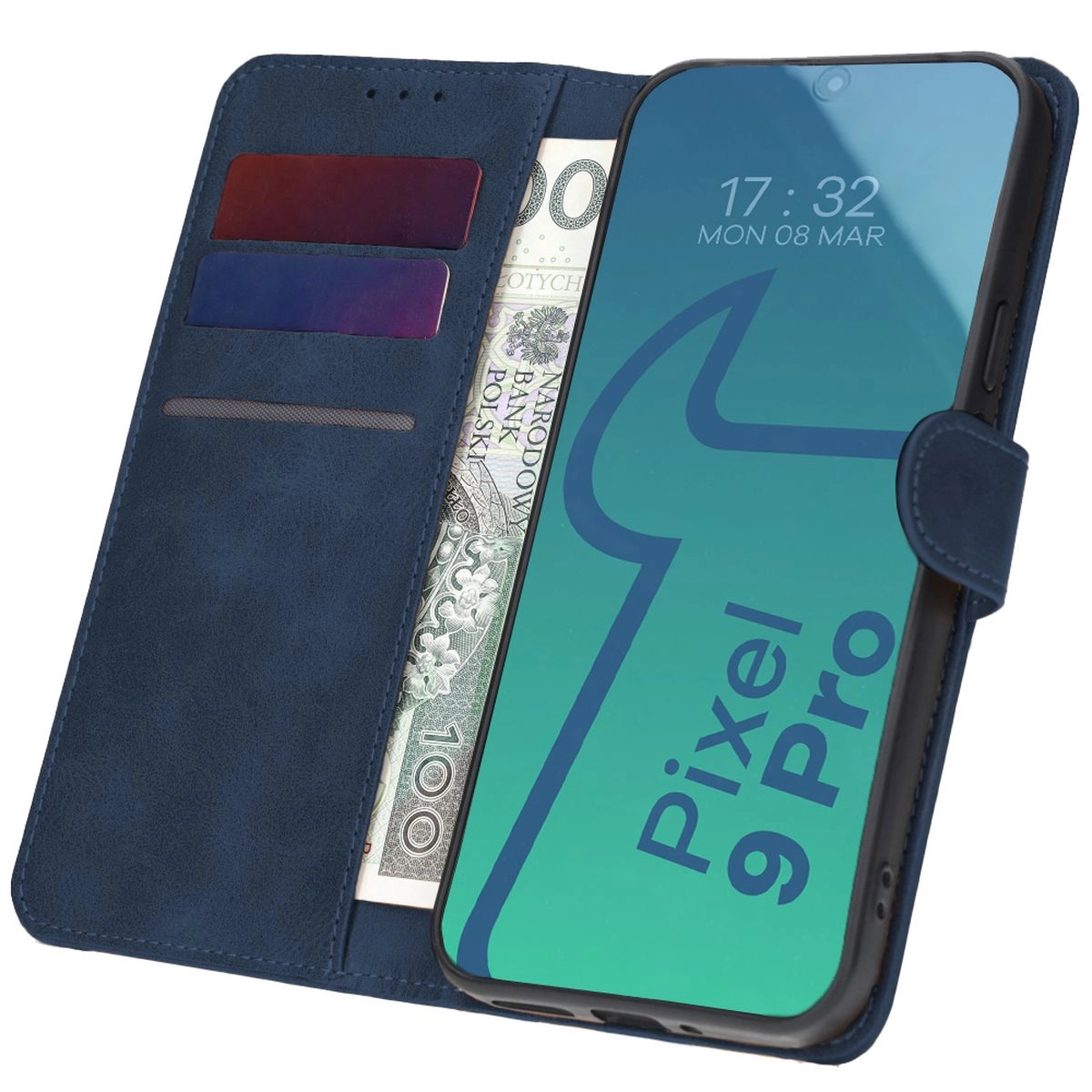 Etui Bizon z klapką Pocket do Google Pixel 9 Pro XL Granatowy