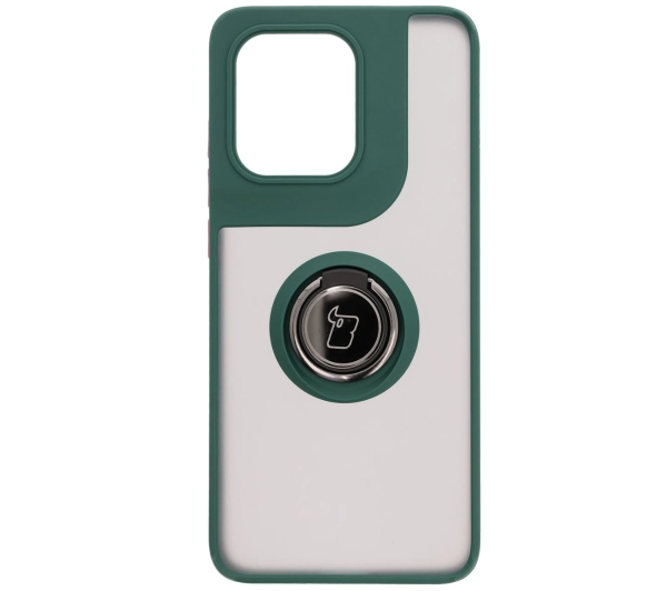 Bizon z uchwytem na palec Hybrid Ring do Motorola Edge 50 Neo Przydymione z ciemnozieloną ramką