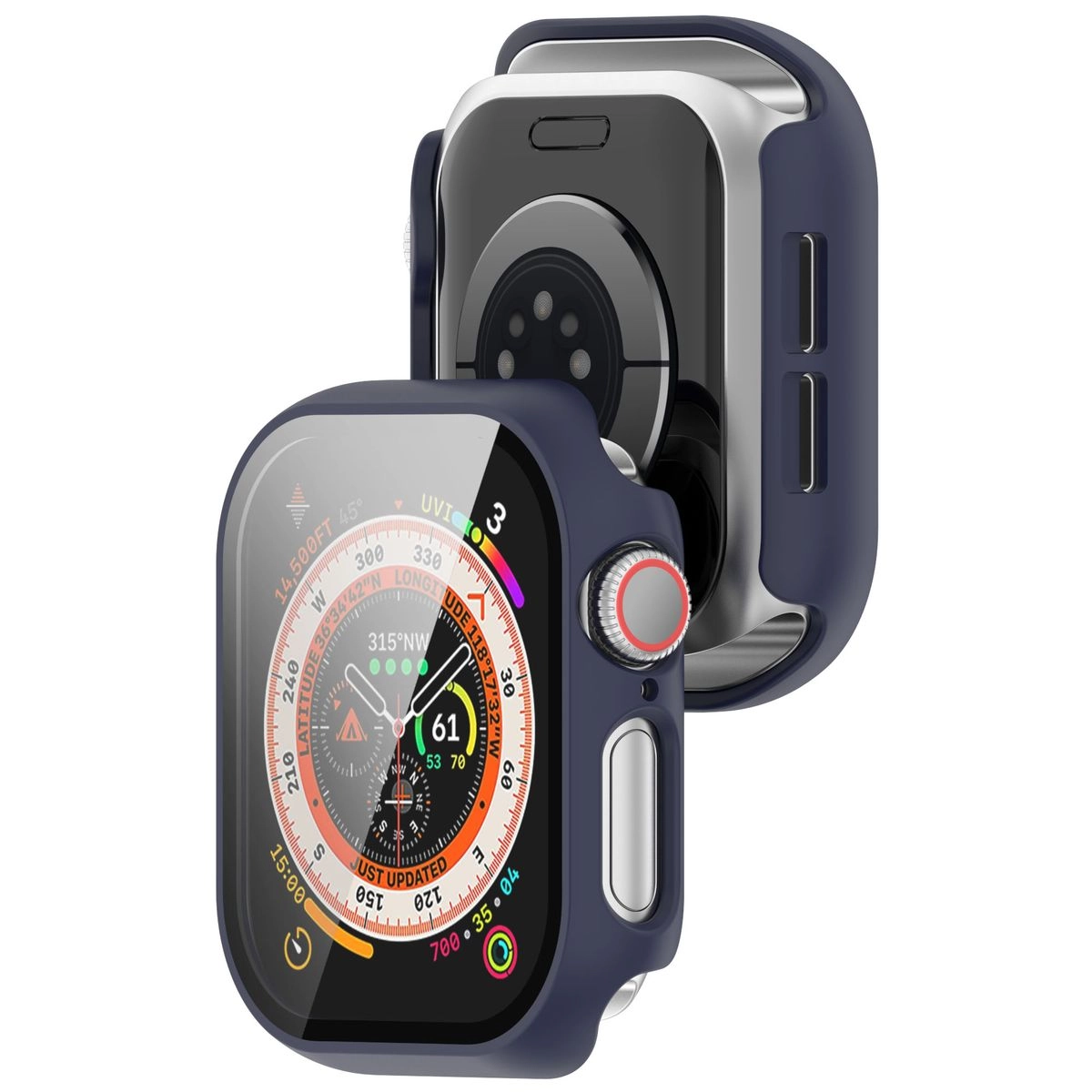 Nakładka na tarczę Bizon ze szkłem do Apple Watch 10/11 46mm Ciemnoniebieski