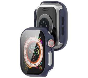 Nakładka na tarczę Bizon ze szkłem do Apple Watch 10/11 46mm Ciemnoniebieski