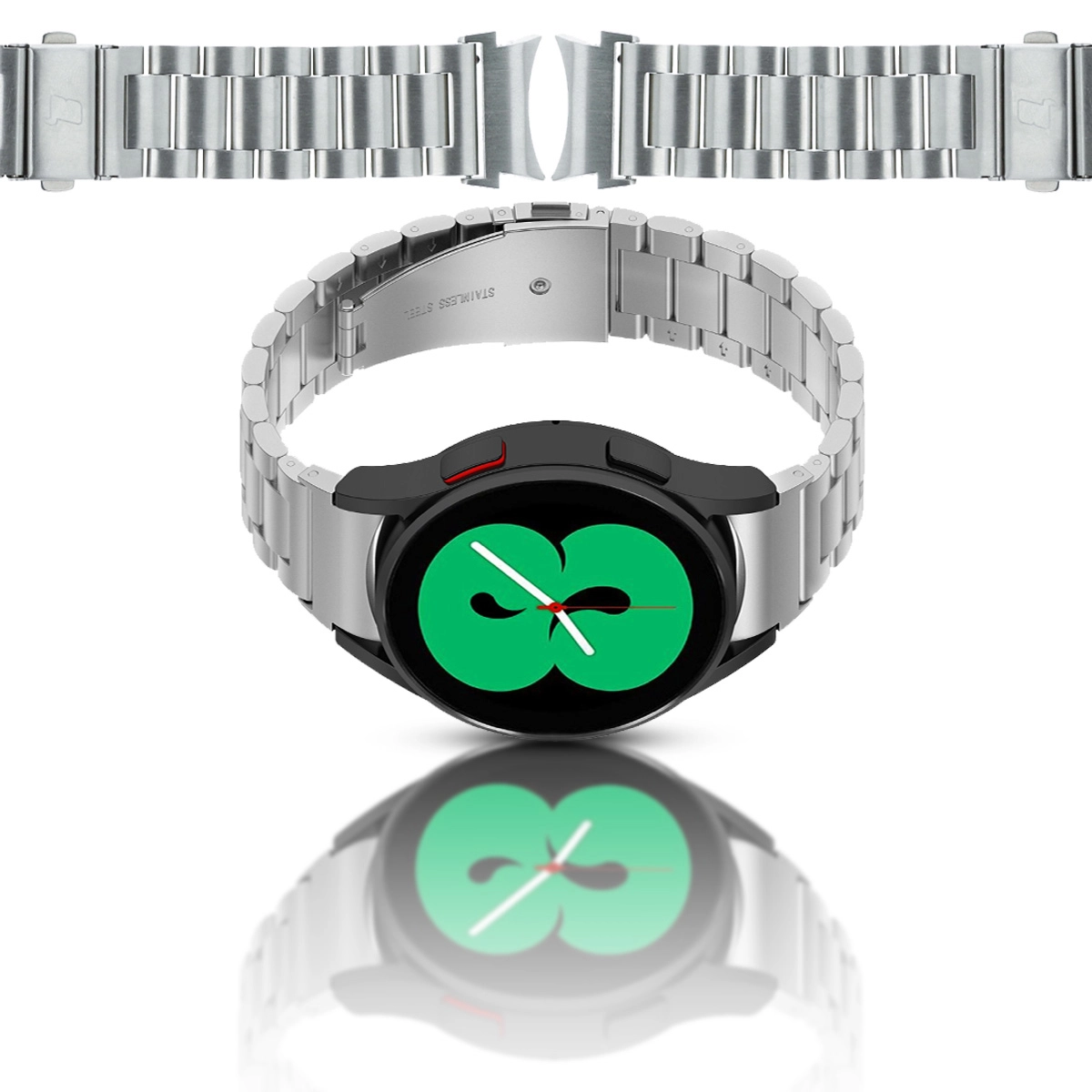 Bransoleta Bizon ze stali nierdzewnej Aura do Samsung Galaxy Watch FE/7/6/6 Classic/5/5 Pro/4/4 Classic Srebrny