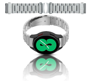 Bizon ze stali nierdzewnej Aura do Samsung Galaxy Watch FE/7/6/6 Classic/5/5 Pro/4/4 Classic Srebrny