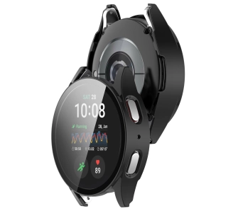 Nakładka na tarczę Bizon ze szkłem do Galaxy Watch 7 44mm Czarny