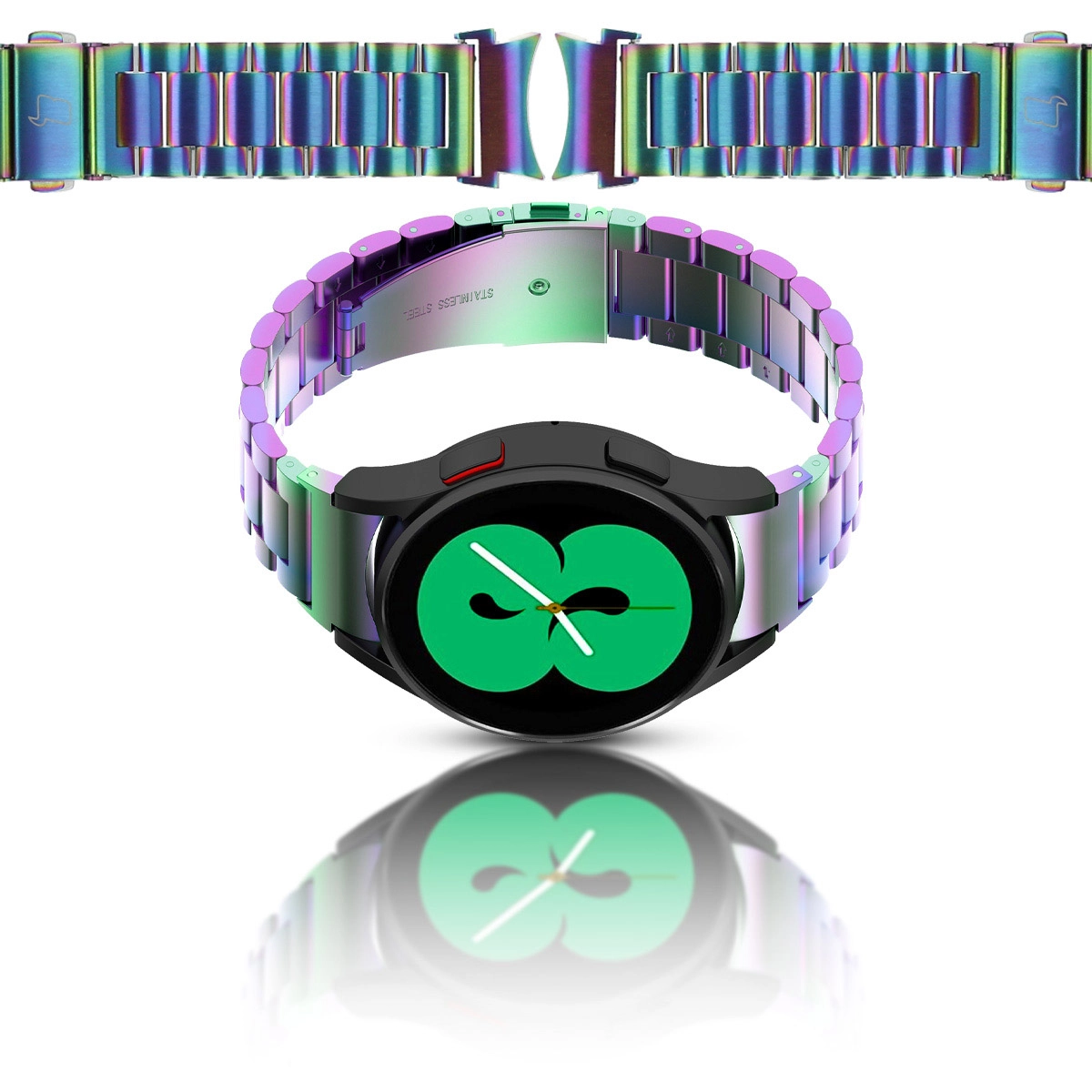 Bransoleta Bizon ze stali nierdzewnej Aura do  Samsung Galaxy Watch FE/7/6/6 Classic/5/5 Pro/4/4 Classic Tęczowy