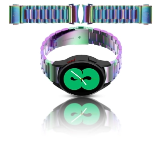 Bizon ze stali nierdzewnej Aura do  Samsung Galaxy Watch FE/7/6/6 Classic/5/5 Pro/4/4 Classic Tęczowy
