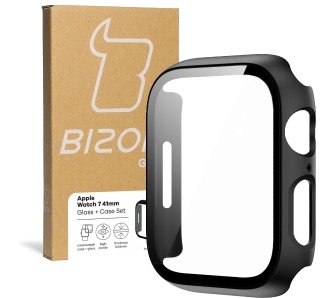 Nakładka na tarczę Bizon ze szkłem do Apple Watch 9/8/7 41mm Czarny