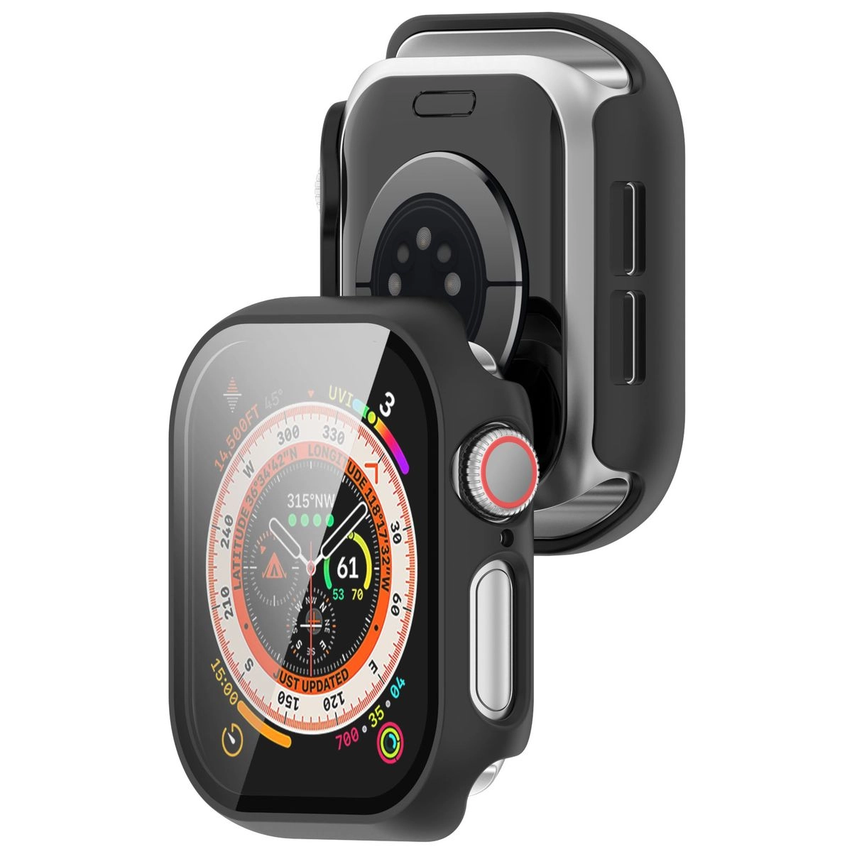 Nakładka na tarczę Bizon ze szkłem do Apple Watch 10/11 46mm Czarny