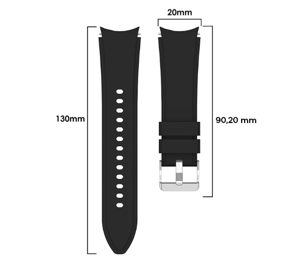 Bizon Strap Watch Silicone Pro do Galaxy Watch 20mm Czarny