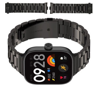 Bransoleta Bizon ze stali nierdzewnej Aura do Xiaomi Smart Band 9 Pro/8 Pro / Redmi Watch 5/4 Czarny