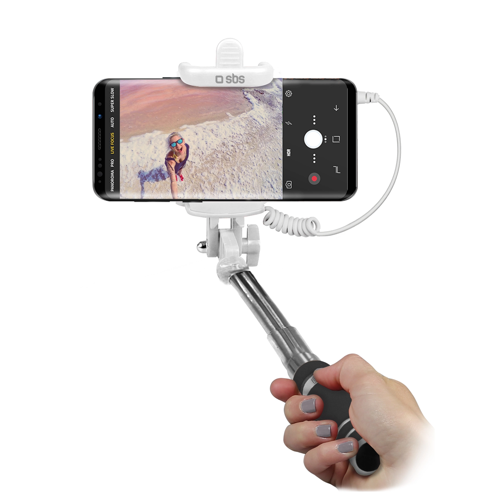 Selfie stick SBS Mini Jack 3,5mm Biały