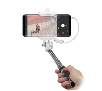 Selfie stick SBS Mini Jack 3,5mm Biały