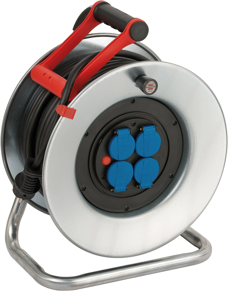 Przedłużacz bębnowy Brennenstuhl Garant S IP44 / 4 gniazda 25m  Blacha stalowa Srebrny