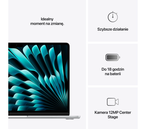 Apple MacBook Air 2025 13,6" M4 16GB RAM 256GB Dysk macOS Srebrny Funkcje AI - Kup na Raty - RRSO 0%