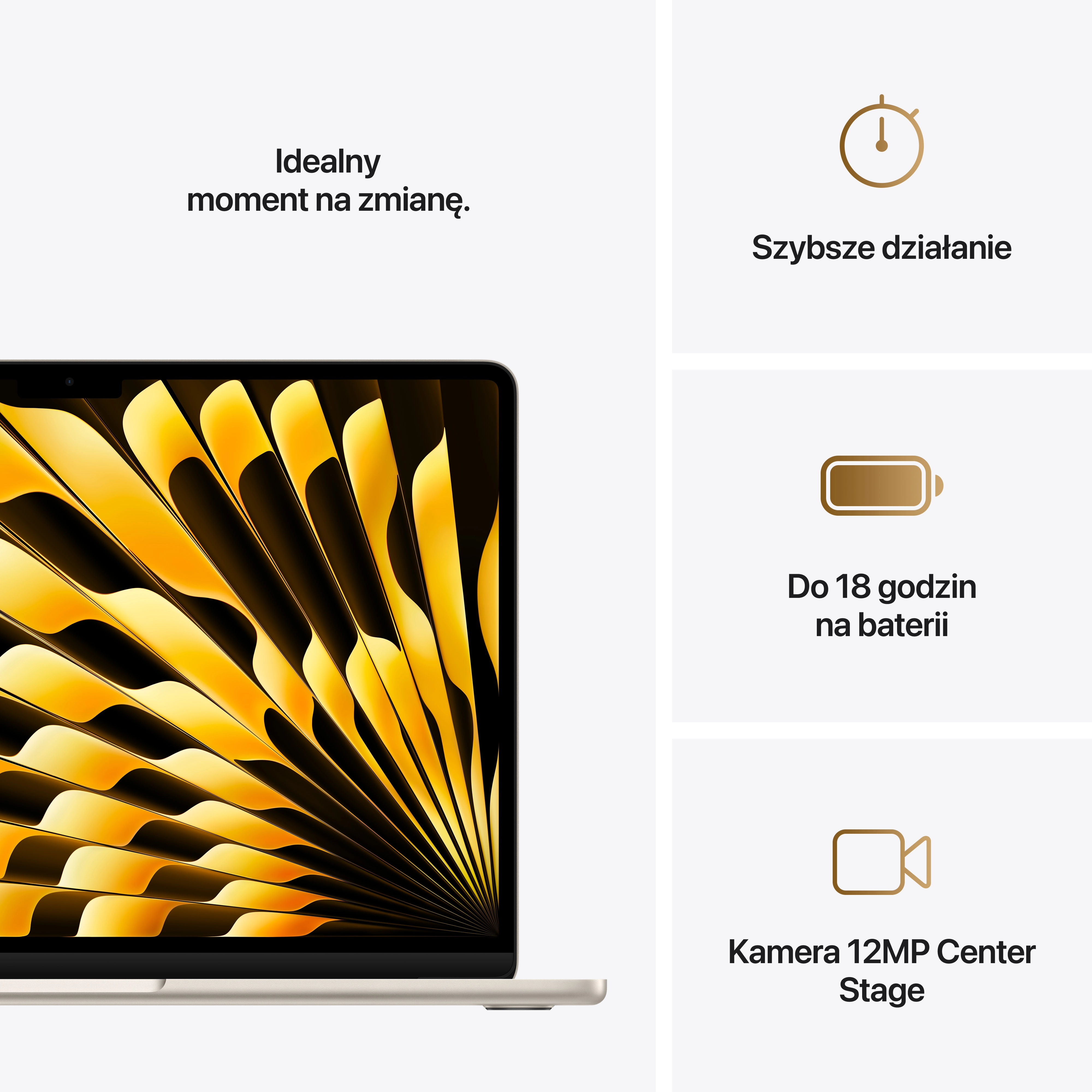 Apple MacBook Air 2025 13,6" M4 16GB RAM 256GB Dysk macOS Księżycowa poświata
